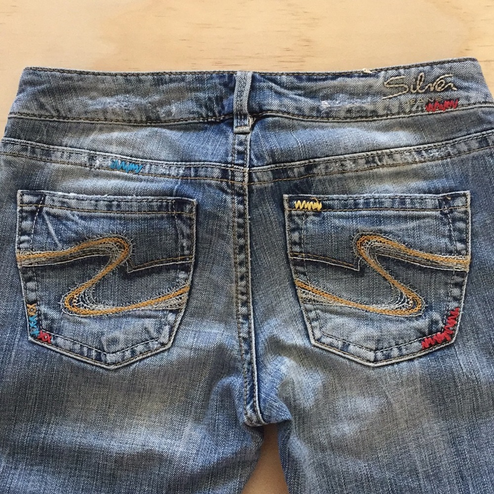 Silver Cleo Low Rise Bootcut Flare Embroidery
